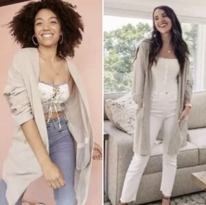 Donni Oversized Ribbed Sandwash Open Front Duster Cardigan OSFA